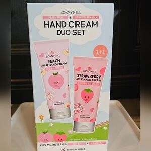 Bonnyhill Milk Hand Cream Duo Set - Strawberry & Peach, 3.38 oz Each